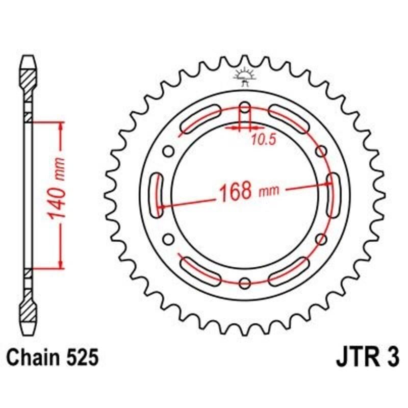 Couronne JT SPROCKETS zinc standard 3 - 525 Couronne JT SPROCKETS zinc standard 3 - 525