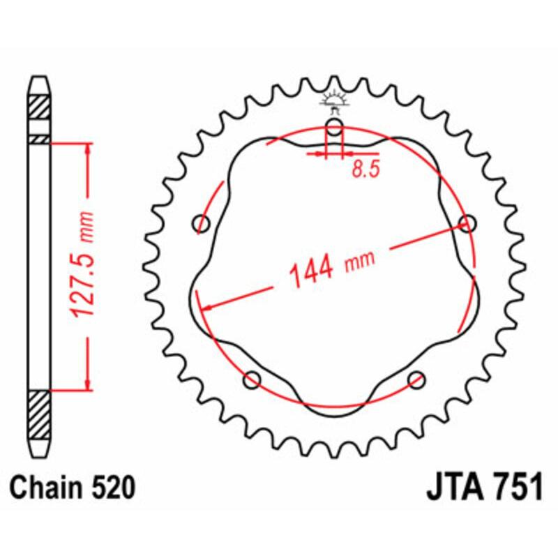 Couronne JT SPROCKETS acier standard 751 - 520 - Nécessite un porte couronne JT SPROCKETS Couronne JT SPROCKETS acier standard 751 - 520 - Nécessite un porte couronne JT SPROCKETS