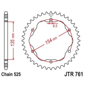 Couronne JT SPROCKETS acier standard 761 - 525 - Nécessite un porte couronne JT SPROCKETS