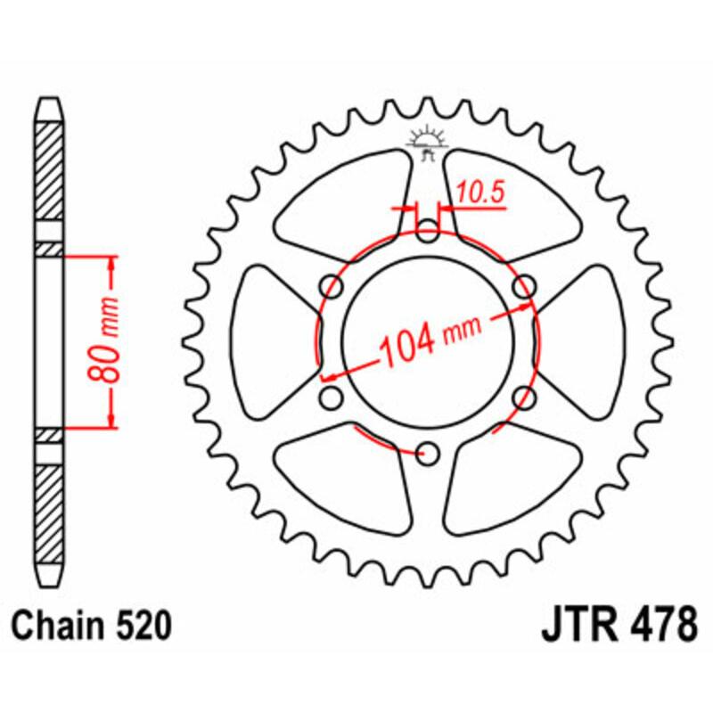 Couronne JT SPROCKETS acier standard 478 - 520 Couronne JT SPROCKETS acier standard 478 - 520