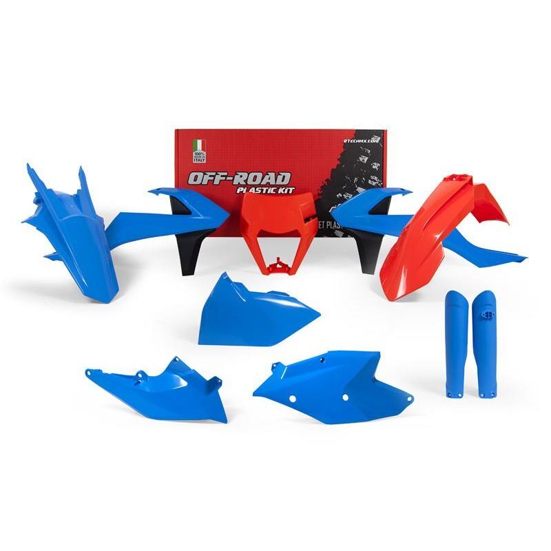 Kit plastique RACETECH Vintage bleu/orange édition limitée KTM Kit plastique RACETECH Vintage bleu/orange édition limitée KTM