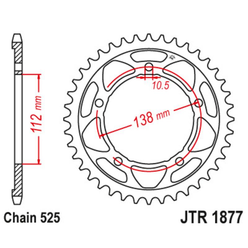 Couronne JT SPROCKETS acier standard 1877 - 525 Couronne JT SPROCKETS acier standard 1877 - 525