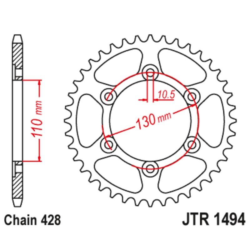 Couronne JT SPROCKETS acier standard 1494 - 428 Couronne JT SPROCKETS acier standard 1494 - 428 – Image 2