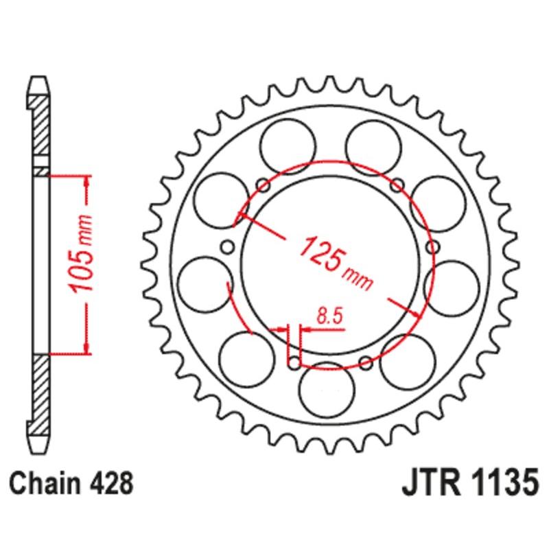 Couronne JT SPROCKETS acier standard 1135 - 428 Couronne JT SPROCKETS acier standard 1135 - 428 – Image 2