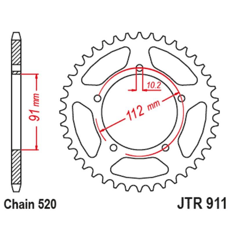 Couronne JT SPROCKETS acier standard 911 - 520 Couronne JT SPROCKETS acier standard 911 - 520 – Image 2