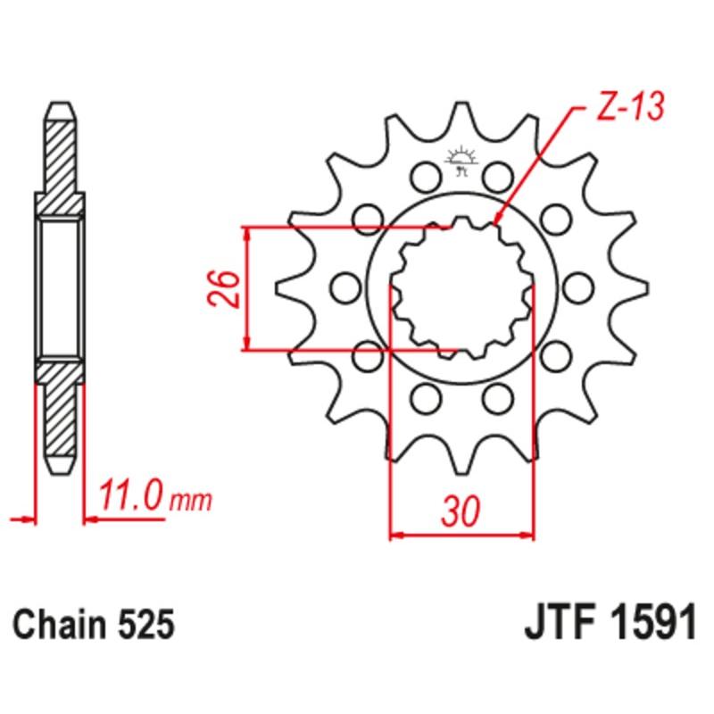 Pignon JT SPROCKETS acier anti-bruit 1591 - 525 Pignon JT SPROCKETS acier anti-bruit 1591 - 525 – Image 2