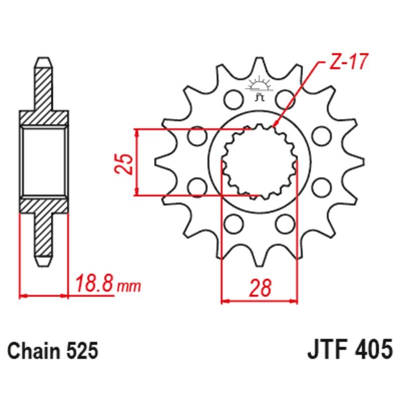 Pignon JT SPROCKETS acier anti-bruit 405 - 525 Pignon JT SPROCKETS acier anti-bruit 405 - 525 – Image 2