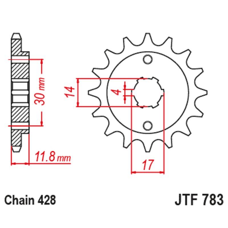 Pignon JT SPROCKETS acier standard 783 - 428 Pignon JT SPROCKETS acier standard 783 - 428 – Image 2