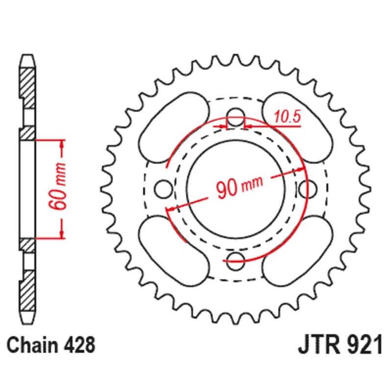 Couronne JT SPROCKETS acier standard 921 - 428 Couronne JT SPROCKETS acier standard 921 - 428 – Image 2