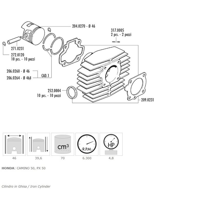 Kit cylindre POLINI ⌀ 46 Big Bore 70ccm Kit cylindre POLINI ⌀ 46 Big Bore 70ccm – Image 2