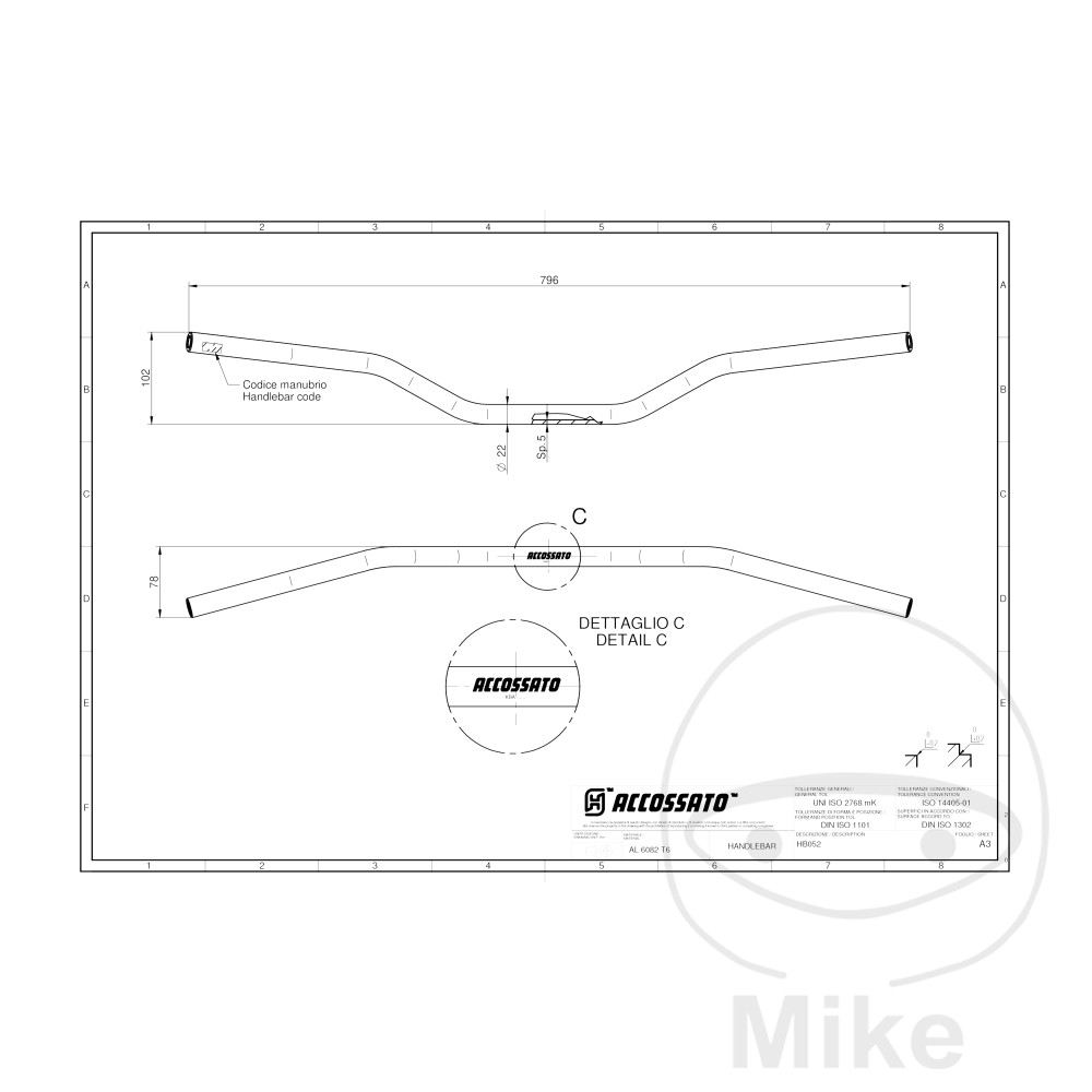 Guidon Aluminium 22MM SI Accossato LF-7307701-2