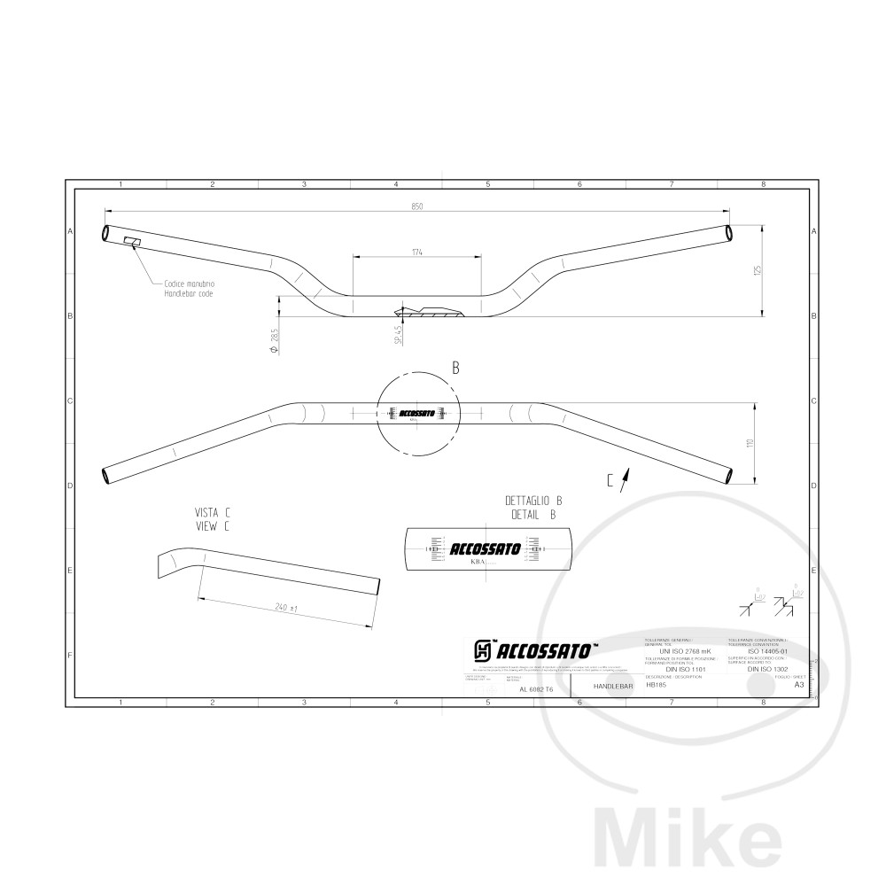 Guidon Aluminium 28MM SI Accossato LF-7307706-2