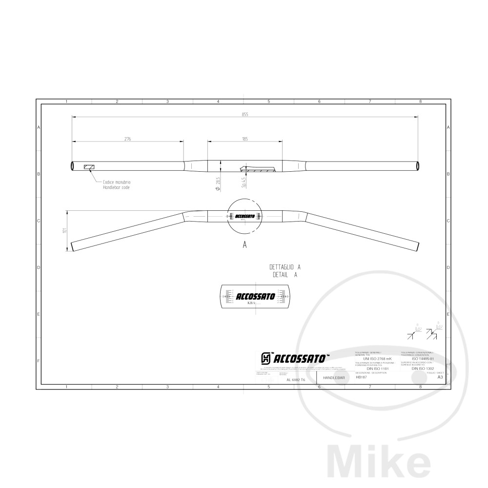 Guidon Aluminium 28MM noir Accossato LF-7307707-2