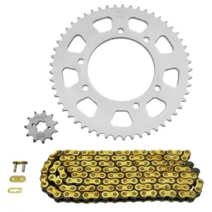 Kit chaîne Afam 420 renforcé or 11/53 moto 50