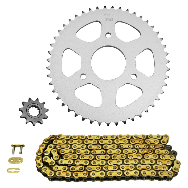 Kit chaîne Afam 420 renforcé 11/47 or Rieju RS2 50 Kit chaîne Afam 420 renforcé 11/47 or Rieju RS2 50