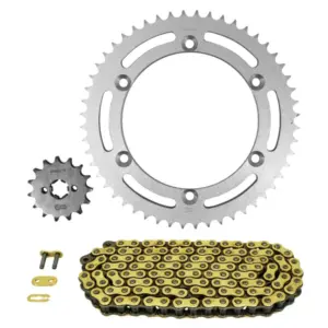 Kit chaîne Afam 428 15/52 renforcé or Kawasaki KDX 125