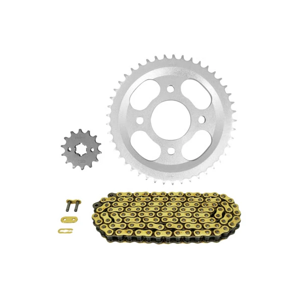 Kit chaîne Afam 428 renforcé 14/45 dents or Kit chaîne Afam 428 renforcé 14/45 dents or