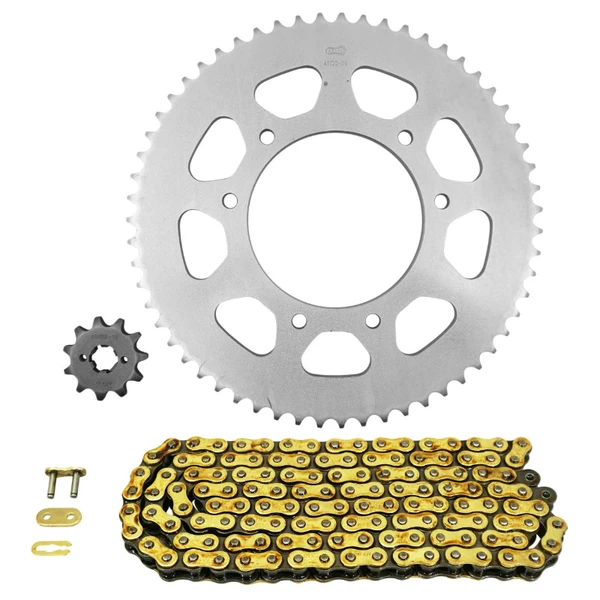 Kit chaîne Afam 420 renforcé or 11/59 moto 50 Kit chaîne Afam 420 renforcé or 11/59 moto 50