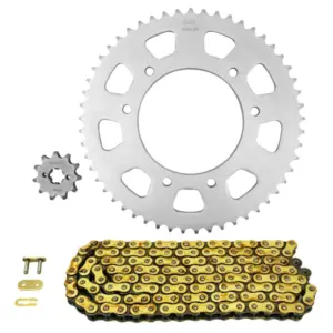 Kit chaîne Afam 420 renforcé 11/53 or Gilera RCR Enduro 50