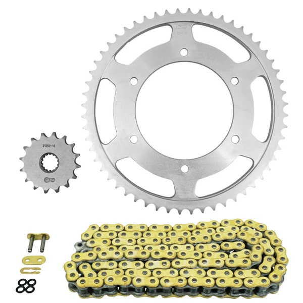 Kit chaîne Afam 428 16/56 renforcé or Kawasaki Ninja 125 Kit chaîne Afam 428 16/56 renforcé or Kawasaki Ninja 125