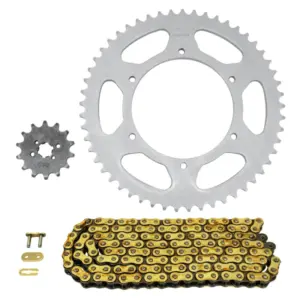 Kit chaîne Afam 420 renforcé or 14/53 moto 50