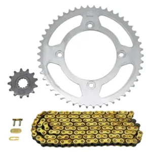 Kit chaîne Afam 420 renforcé or 13/50 moto 50 cc
