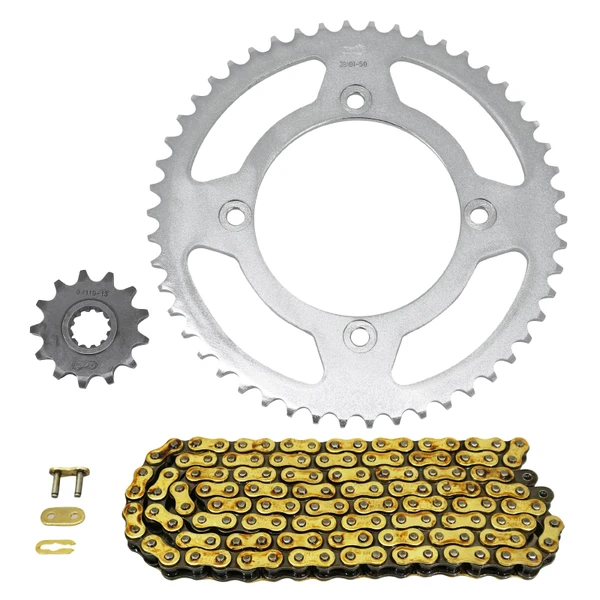Kit chaîne Afam 420 renforcé or 13/50 moto 50 cc Kit chaîne Afam 420 renforcé or 13/50 moto 50 cc
