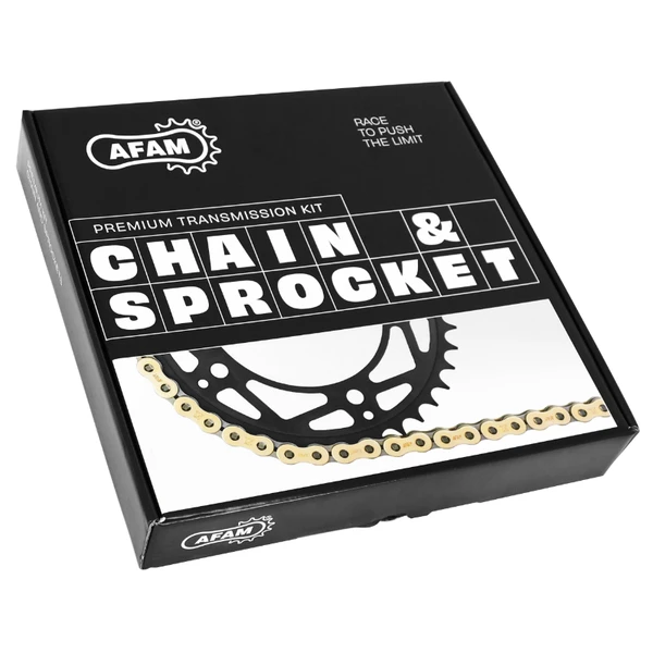 Kit chaîne Afam 420 renforcé 11/53 or Rieju MRT 50 Kit chaîne Afam 420 renforcé 11/53 or Rieju MRT 50 – Image 2