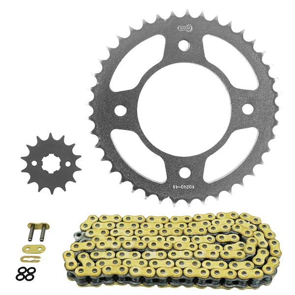 Kit chaîne Afam 428 renforcé 14/41 or Honda CB 125 F Kit chaîne Afam 428 renforcé 14/41 or Honda CB 125 F