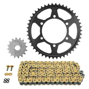 Kit chaîne Afam 525 super renforcé 16/46 or Triumph Street Triple 765