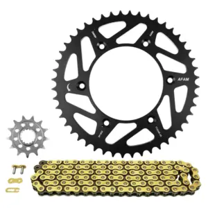 Kit chaîne Afam 520 13/48 renforcé or Triumph