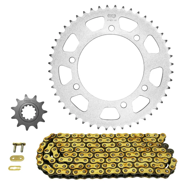 Kit chaîne Afam 420 renforcé 11/48 or Rieju SMX 50 Kit chaîne Afam 420 renforcé 11/48 or Rieju SMX 50