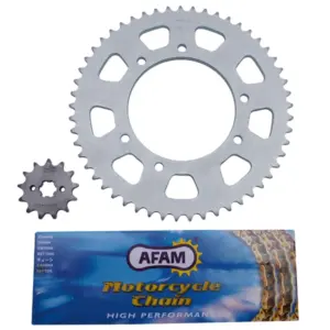 Kit chaîne Afam 420 renforcé 13/53 or Derbi Senda R 50