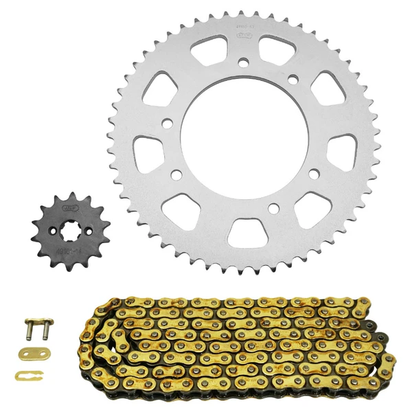 Kit chaîne Afam 420 renforcé 14/53 or Derbi Senda 50 Kit chaîne Afam 420 renforcé 14/53 or Derbi Senda 50